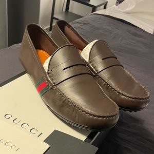 Gucci Mens Loafers / Drivers Nappa Moorea Pesante - Brown Sz G 9 (US 9.5)